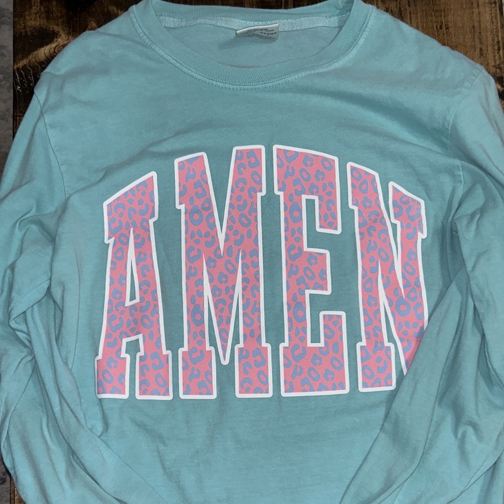 Comfort Colors long sleeve Tee. “Amen”